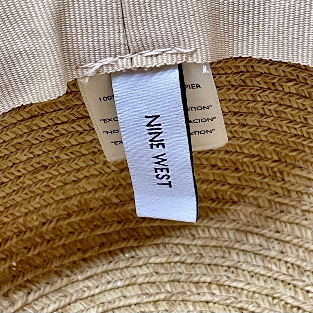 Nine West Tan Straw Hat with Bow Accent - Picture 2 of 8